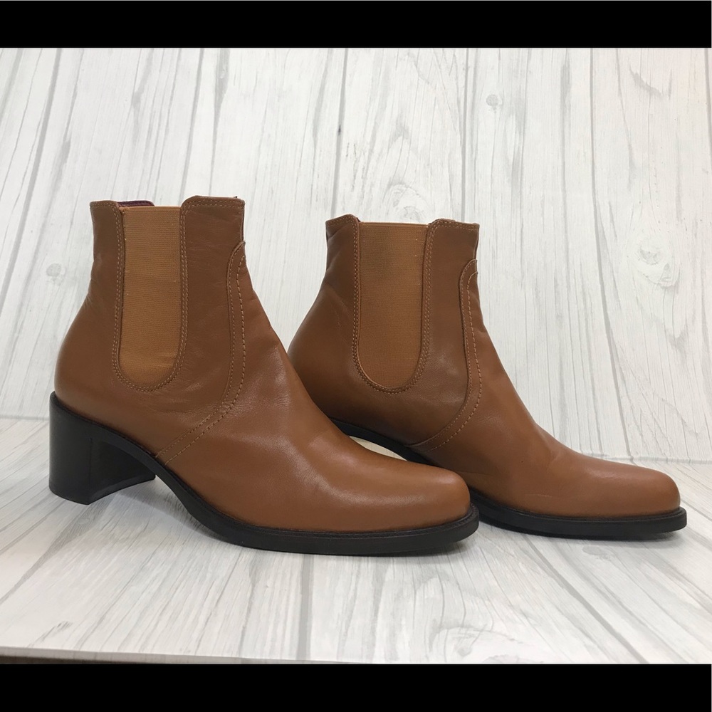 Brown leather booties
